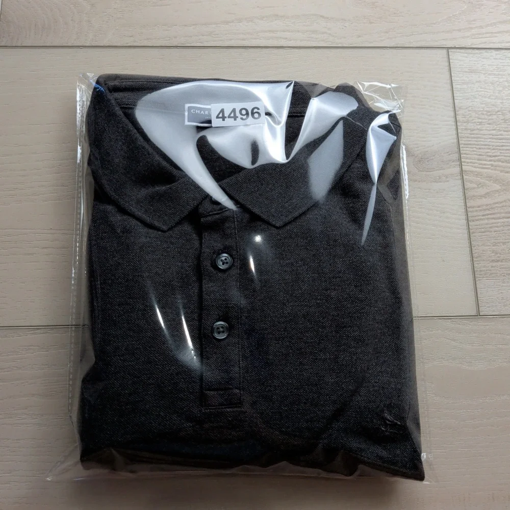 Charles Tyrwhitt Pique Polo Shirt Mens XXL Charcoal Grey Cotton Stretch
